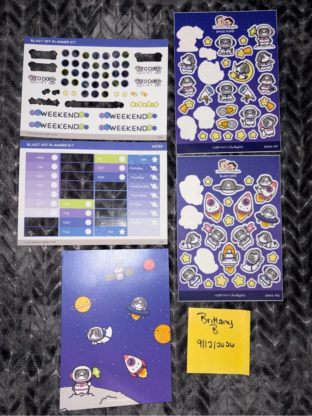 Hubman and chubgirl Space Pups Planner Sticker Pack - Purple